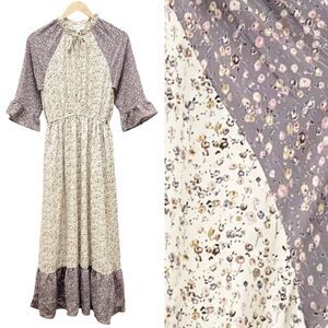 Orange Creek Maxi Dress Size Small Lavender Cream Prairie Floral Cottagecore